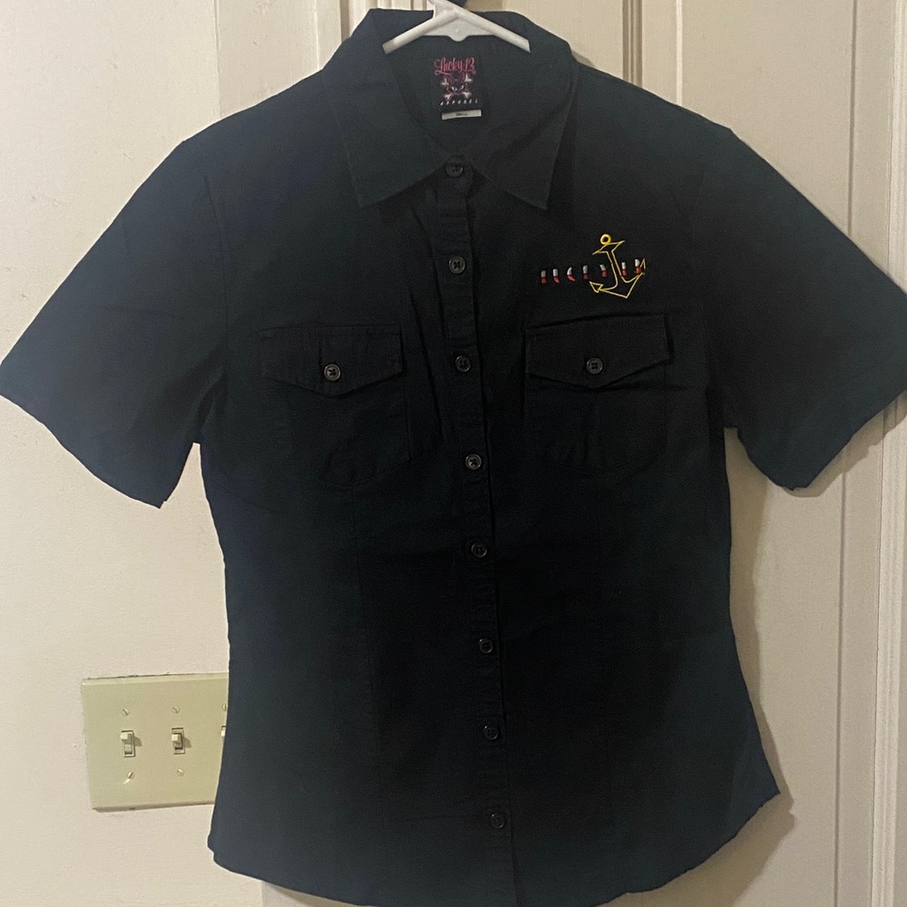Lucky 13 Black Button Down Work Shirt